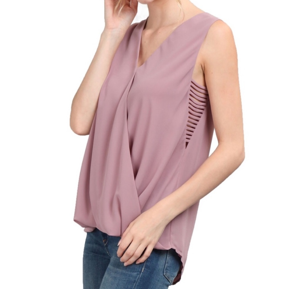 Pink Surplus Side Spaghetti Detail Top